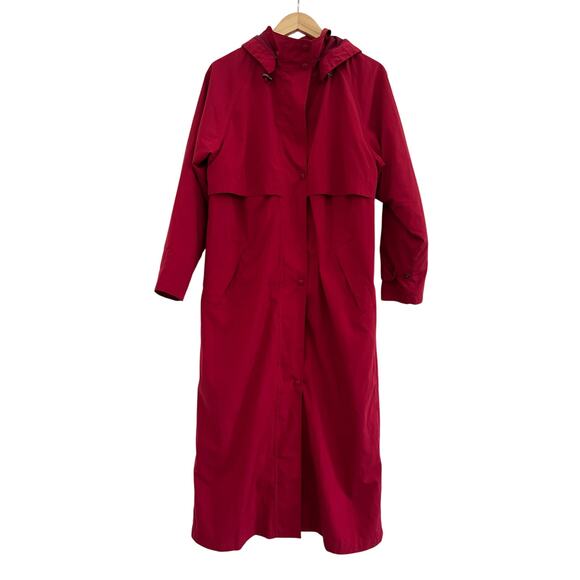 L.L. Bean Red Trench Coat Rain Jacket Womens Medium Old Money Quiet Luxury - Picture 1 of 16